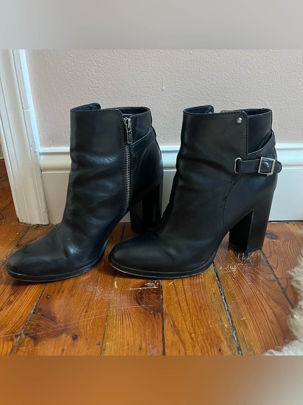 Frye Black Leather Ankle Boots